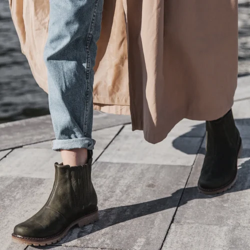 Women’s Olive Nubuck Chelsea Ankle Boots