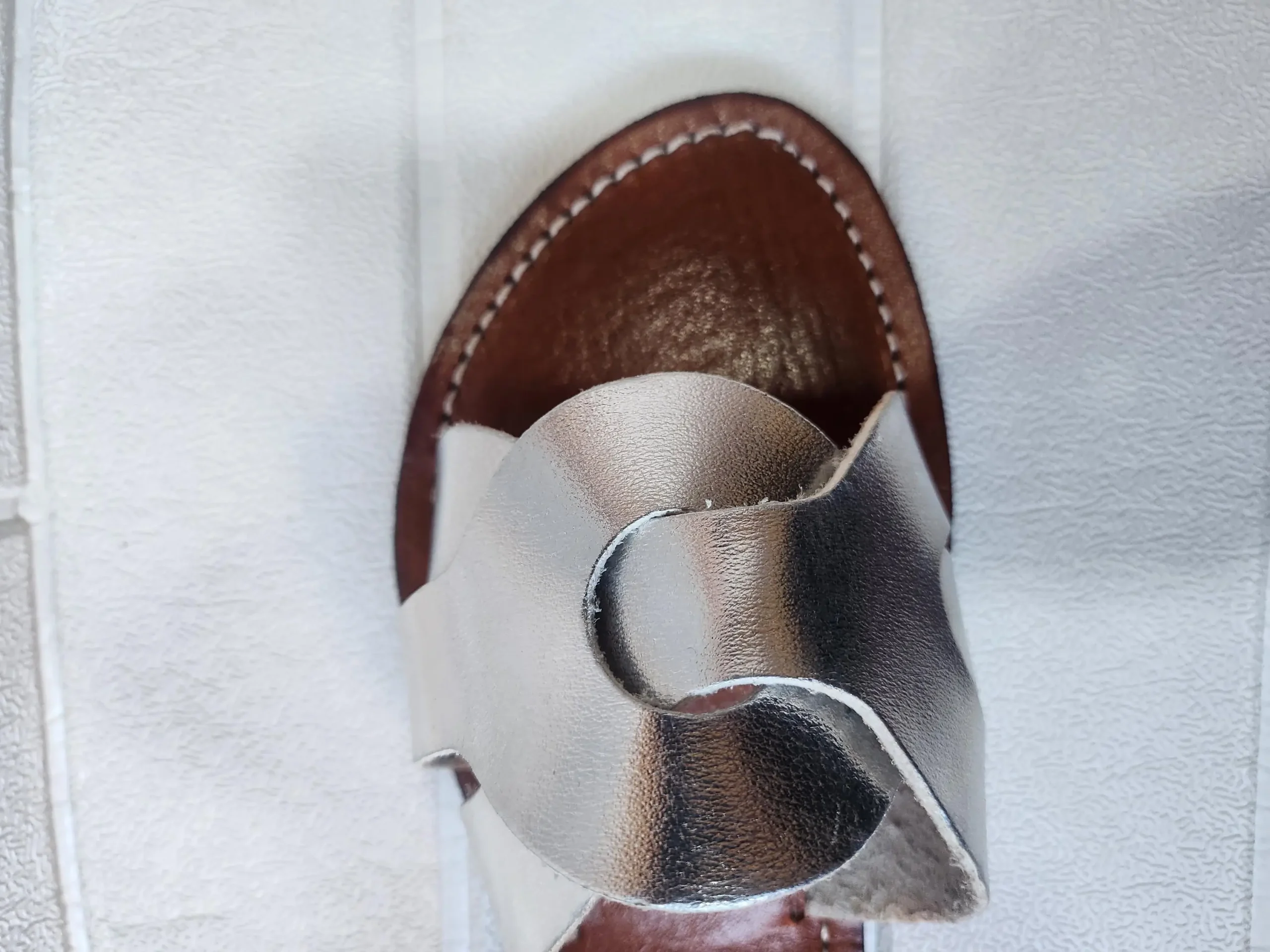 Women’s Silver-tone Moroccan Leather Slip-on Flats