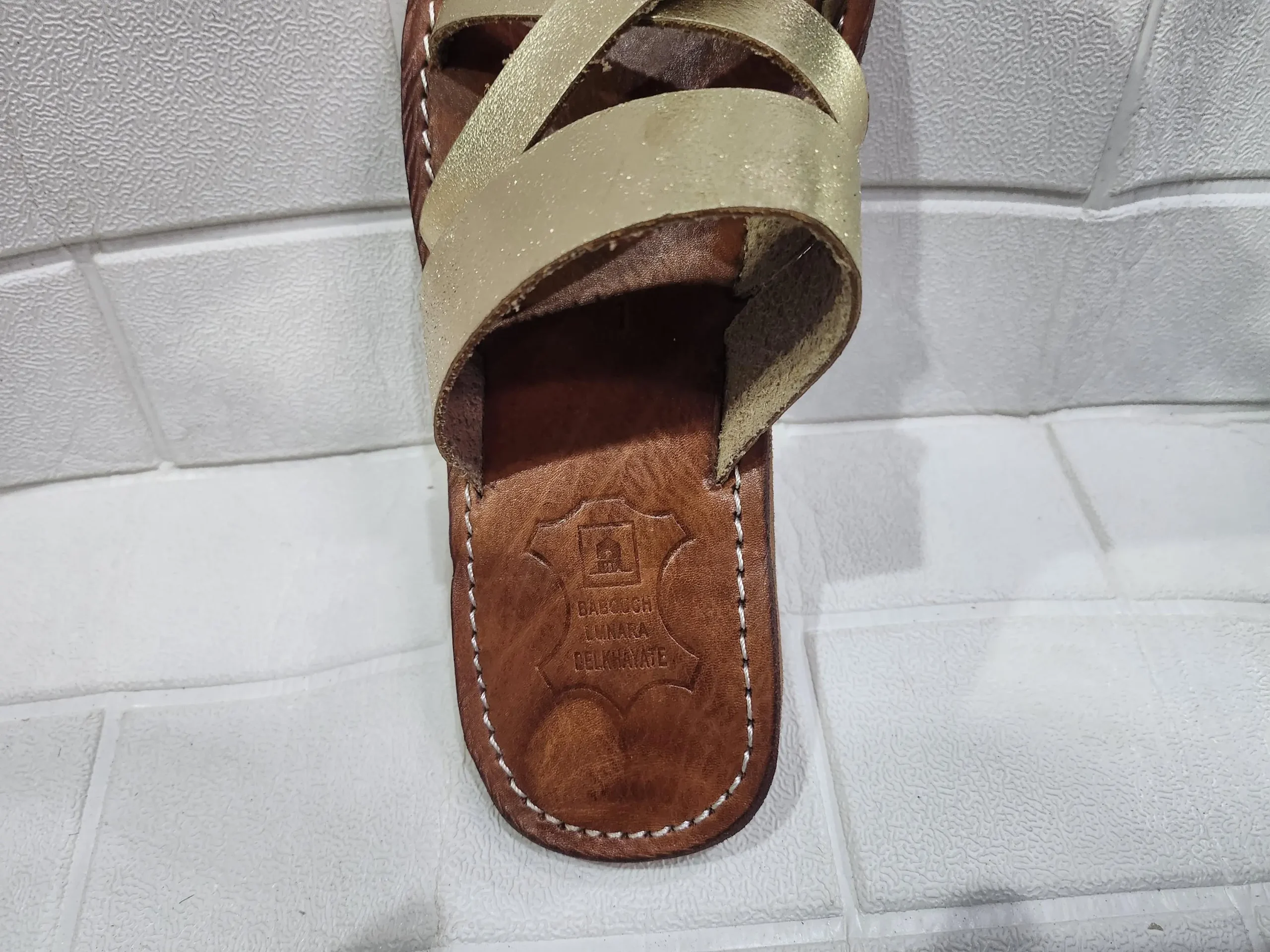 Women’s Gold Crisscross Moroccan Leather Sandals