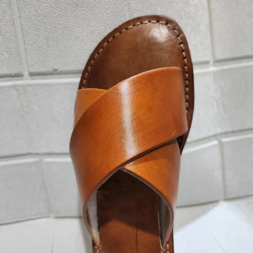 Women’s Brown Crisscross Moroccan Leather Sandals