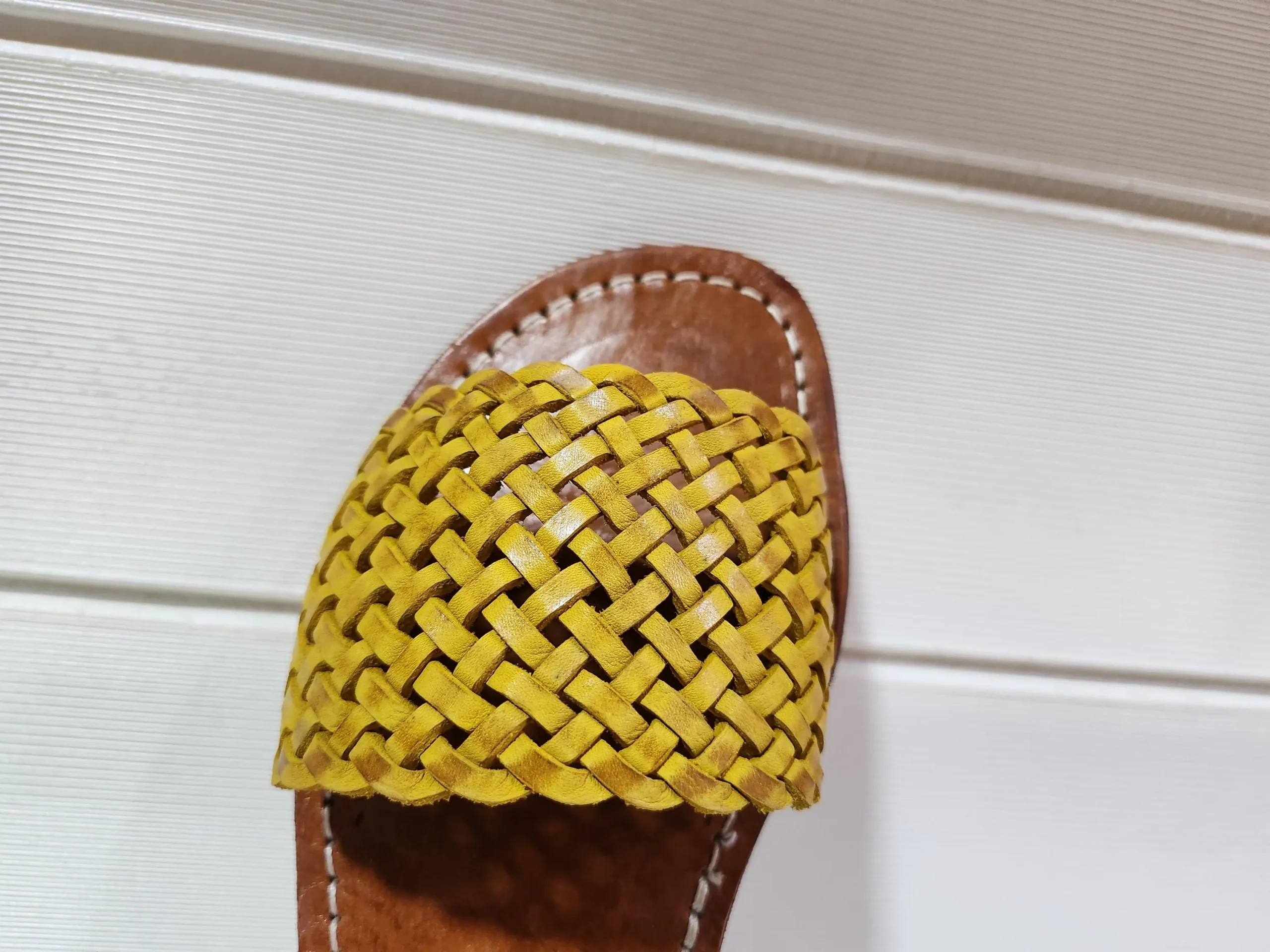 Women’s Yellow Woven Moroccan Leather Flats