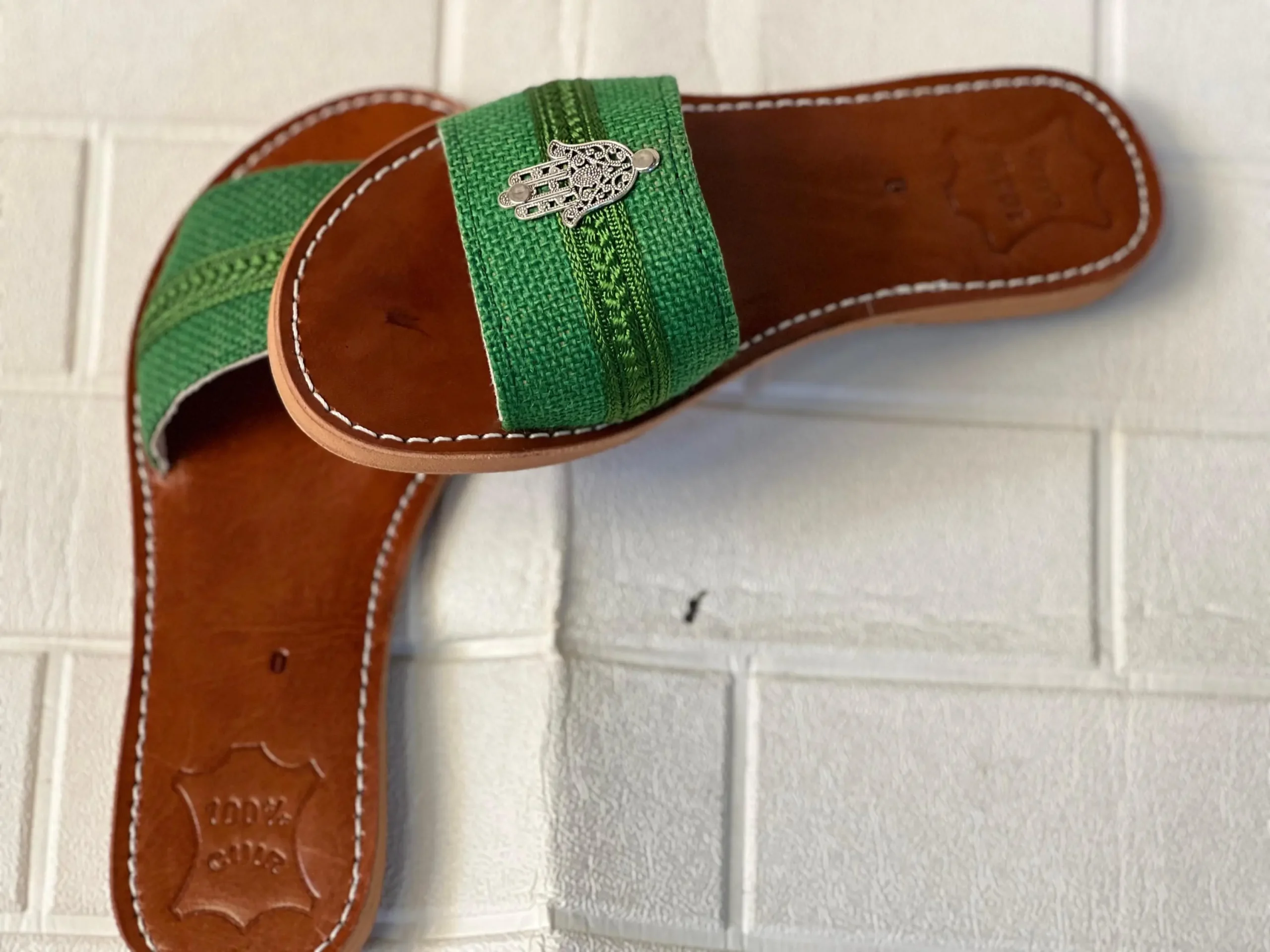 Women’s Turquoise Hamsa Moroccan Leather Sandals