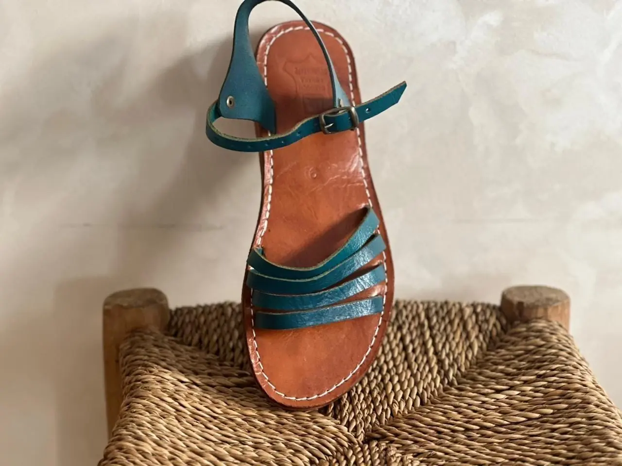 Women’s Blue Strappy Moroccan Leather Sandals