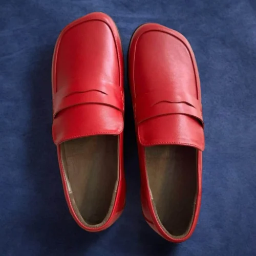 Women Square Toe Flats Handmade Leather Loafers With